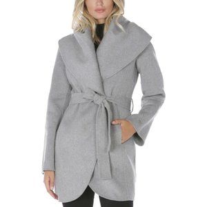 Tahari Marilyn Women's Wool Blend Double Face Belted Wrap Coat